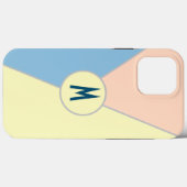 モノグラムティール（緑がかった色）ブルーイエローピンクパステルカラーブロック Case-Mate iPhoneケース (裏面 (横))