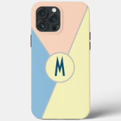 モノグラムティール（緑がかった色）ブルーイエローピンクパステルカラーブロック Case-Mate iPhoneケース (裏面)