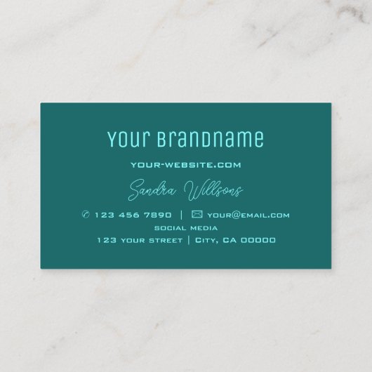 モノグラムティール(緑がかった色)モダン付き明暗シンプル 名刺 (裏面)