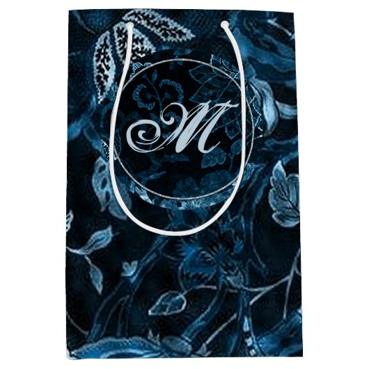 モノグラムティール（緑がかった色）ヴィンテージフローラ抱き枕 ミディアムペーパーバッグ (正面)