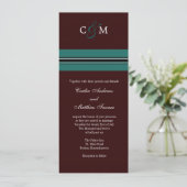 モノグラムティール（緑がかった色）及びブラウン結婚式招待状 招待状 (スタンド正面)