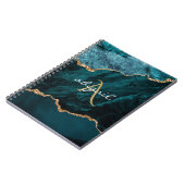 モノグラムティール（緑がかった色）金ゴールドアゲテゲード ノートブック (左側)