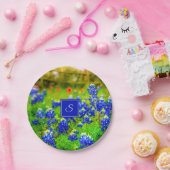 モノグラムテキサス州ブルーボンネット&インディアンペイントブラシ ペーパープレート (パーティー)