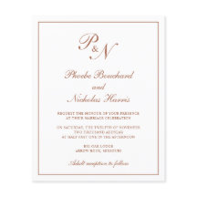 モノグラムテラコッタバジェット結婚式招待状