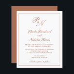 モノグラムテラコッタバジェット結婚式招待状<br><div class="desc">スタイル予算伝統的結婚式招待状は、2つのシンプルイニシャルモノグラムと薄い中の書の中にあなたの名前とクラシックのデザインを備えエレガントてのと縁ど。すべてのデザイン要素は、白い背景の上にテラコッタ/燃えたオレンジ/錆/銅色のトーンであり、デザイン編集ツールで変更することができる。この上品なデザインはAのにフォーマル最適で結婚ある。</div>
