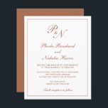 モノグラムテラコッタバジェット結婚式招待状<br><div class="desc">スタイル予算伝統的結婚式招待状は、2つのシンプルイニシャルモノグラムと薄い中の書の中にあなたの名前とクラシックのデザインを備えエレガントてのと縁ど。すべてのデザイン要素は、白い背景の上にテラコッタ/燃えたオレンジ/錆/銅色のトーンであり、デザイン編集ツールで変更することができる。この上品なデザインはAのにフォーマル最適で結婚ある。</div>