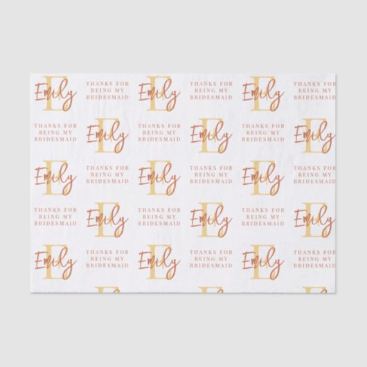 モノグラムテラコッタパターンブリデスメイド感謝していティス 薄葉紙 (正面)
