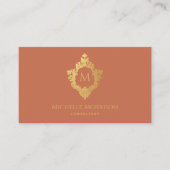 モノグラムテラコッタフェイク金ゴールドヴィンテージ華美クレスト 名刺 (正面)