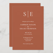 モノグラムテラコッタ結婚ーすべて 招待状 (正面/裏面)