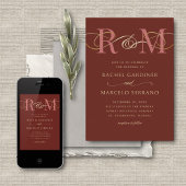 モノグラムテラコッタQRコー結婚ド 招待状