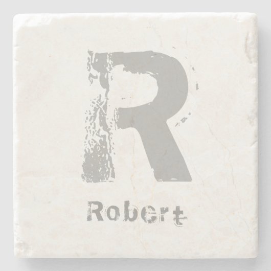 モノグラムテンプレートエレガントデザインレターマーブルトップ ストーンコースター (正面)