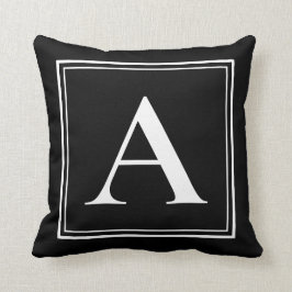 モノグラムテンプレートエレガント白黒 クッション