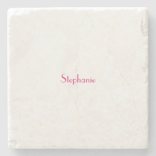 モノグラムテンプレートピンク名前をカスタムするギフト2023 ストーンコースター