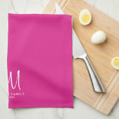 モノグラムテンプレートファミリモダン名エレガント キッチンタオル (四つ折り)