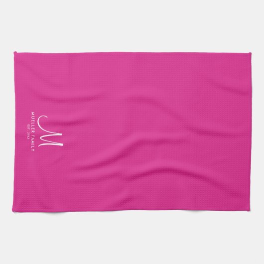 モノグラムテンプレートファミリモダン名エレガント キッチンタオル (横)