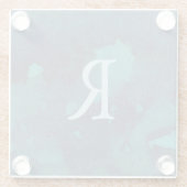 モノグラムテンプレートブルーウォーターカラー ガラスコースター (裏面)