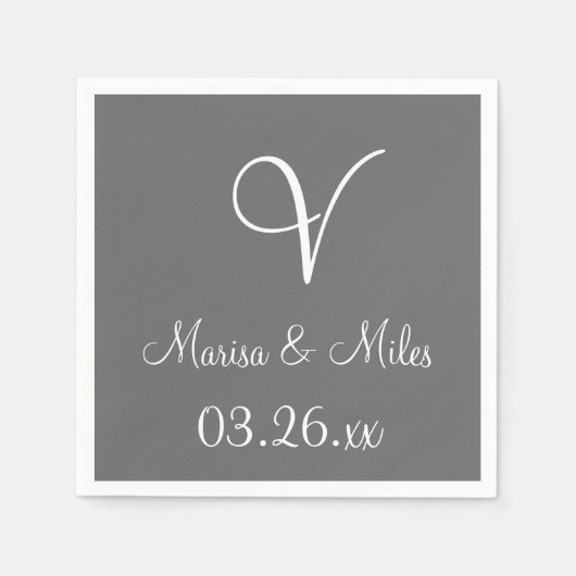 モノグラムディムグレーベーシック無地のカラー紙ナプキン スタンダードカクテルナプキン (正面)