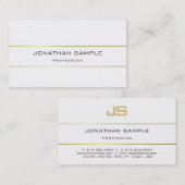 モノグラムデザイントレンディープレーンモダン金ゴールドストライプの 名刺 (正面/裏面)