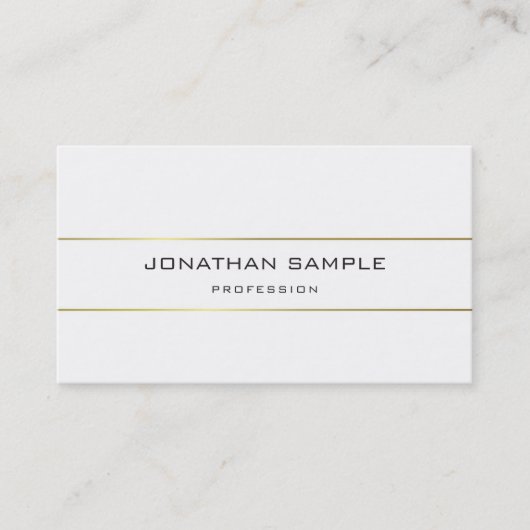 モノグラムデザイントレンディープレーンモダン金ゴールドストライプの 名刺 (正面)