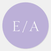 モノグラムデジタルラベンダーミニマルパープル結婚ズ ラウンドシール (正面)