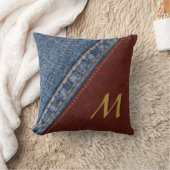 モノグラムデニムアンドレザー クッション (ブランケット)