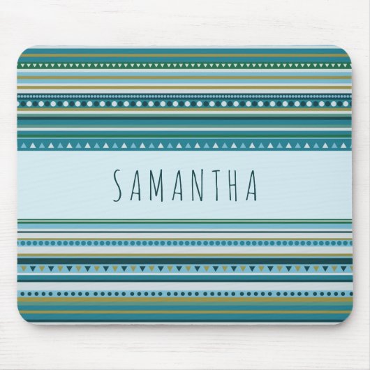 モノグラムトバルティール（緑がかった色）ブルーストライプマウスパッド マウスパッド (正面)