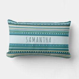 モノグラムトライバルティール（緑がかった色）ブルーパターンランバーピロー ランバークッション