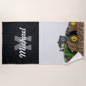 モノグラムトラクター農業ティージュメンズ機器 ビーチタオル (正面)