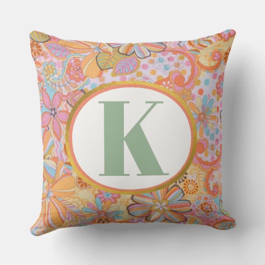 モノグラムトリップ（幻覚体験）のようなノスタルジックフローラムード クッション (裏面)