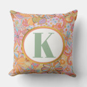 モノグラムトリップ(幻覚体験)のようなノスタルジックフローラムード クッション (正面)