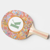モノグラムトリップ（幻覚体験）のようなノスタルジックフローラムード 卓球ラケット (横)