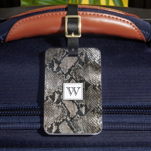 モノグラムトレンディースネークスキン – リッチエレガントファッション ラゲッジタグ (正面インサイチュ2)
