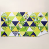 モノグラムトレンディートロピカルコカトオパロットフローラ ビーチタオル (正面)