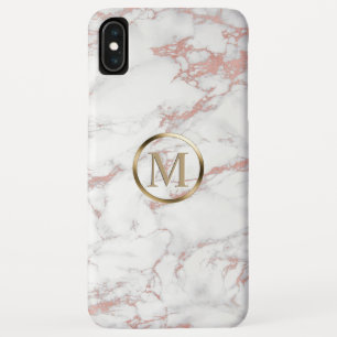 モノグラムトレンディーバラ金ゴールドと白大理石 iPhone XS MAXケース