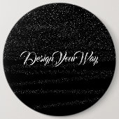 モノグラムトレンディーブラックレトロスクリプトイニシャルシンプル 缶バッジ (正面)