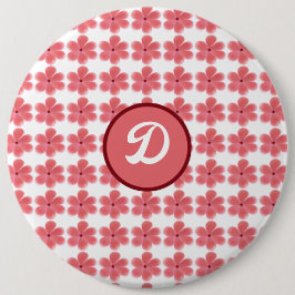 モノグラムトレンディーレトロかわいいヴィンテージフローライニシャル 缶バッジ