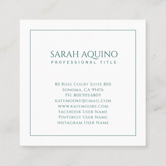 モノグラムトロピカルウォーター離れカラーパーム植物学 スクエア名刺 (裏面)