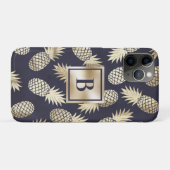 モノグラムトロピカルパイナップルガーリーゴールドネイビー Case-Mate iPhoneケース (裏面(横))