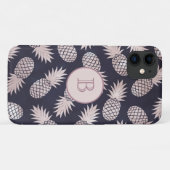 モノグラムトロピカルパイナップルガーリーローズゴールドネイビー Case-Mate iPhoneケース (裏面(横))