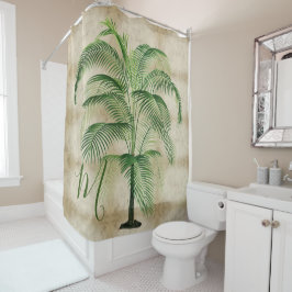 モノグラムトロピカルパームツリーエレガントヴィンテージ シャワーカーテン