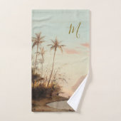 モノグラムトロピカルパームツリーエレガントヴィンテージ バスタオルセット (ハンドタオル)