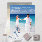 モノグラムトロピカルパームツリーフォーマルビーチ結婚式 ベラム紙招待状