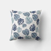 モノグラムトロピカルパームネイビーブルー結婚金ゴールド クッション (裏面)