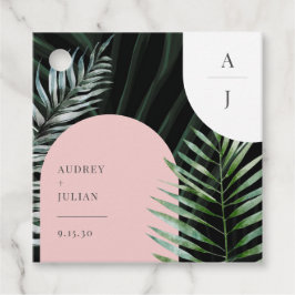 モノグラムトロピカル赤面ピンクアーチパーム葉ズ フェイバータグ