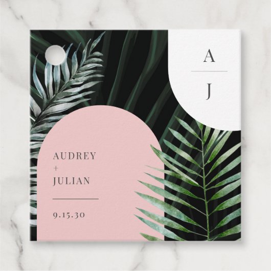 モノグラムトロピカル赤面ピンクアーチパーム葉ズ フェイバータグ (正面)