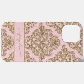 モノグラムドガーリーピンクnゴールドグリッターダマスク名 Case-Mate iPhoneケース (裏面 (横))