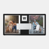 モノグラムドッグママパパ2枚フォトコラージュ デスクマット (キーボード&マウス)