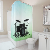 モノグラムドラムセットグリーン シャワーカーテン (インサイチュ)