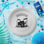 モノグラムドラムセット銀祝い ペーパープレート (パーティー)