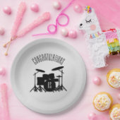 モノグラムドラムセット銀祝い ペーパープレート (パーティー)